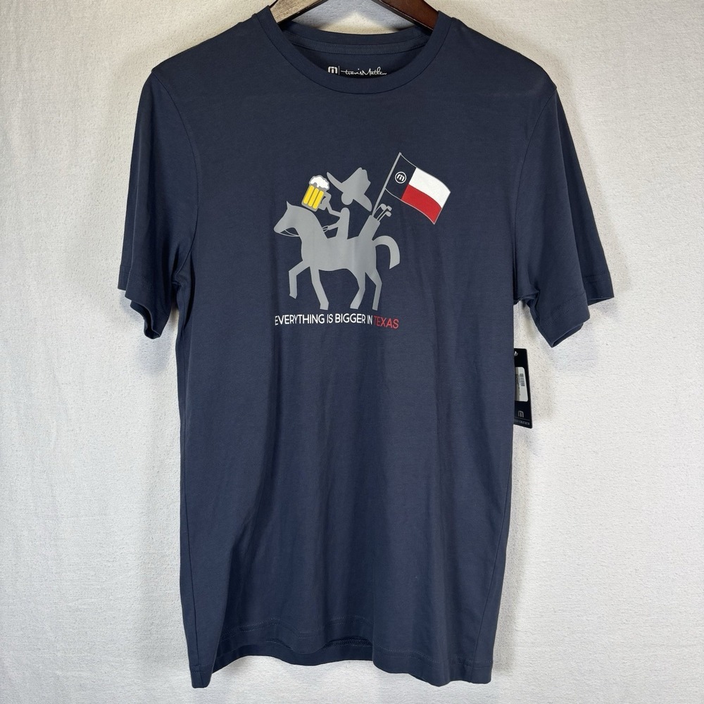 NEW Travis Mathew T Shirt Everything Is Bigger In Texas‎ Blue PimaCotton Mens S